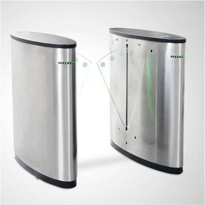 Face Recognition Turnstile Glass Swing Barrier Gate With Smart Card QR Code Reader