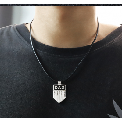 personalized shield necklace European and American men  vintage leather necklace custom stainless steel jewelry