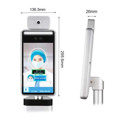 8 inches HD face recognition scanner measurement terminal detector with auto hand sanitizer intelligent temperature sensor kiosk